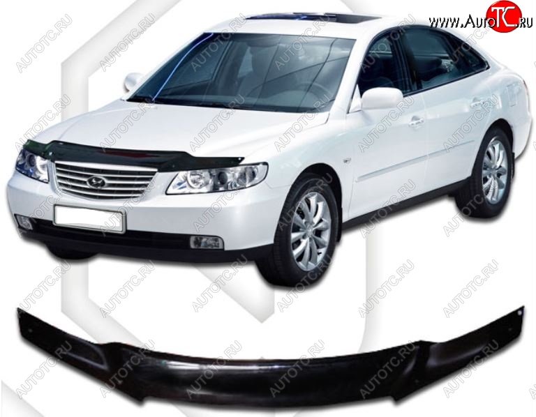 2 159 р. Дефлектор капота CA-Plastic  Hyundai Grandeur  TG (2005-2009) дорестайлинг (Classic черный, Без надписи)  с доставкой в г. Вологда