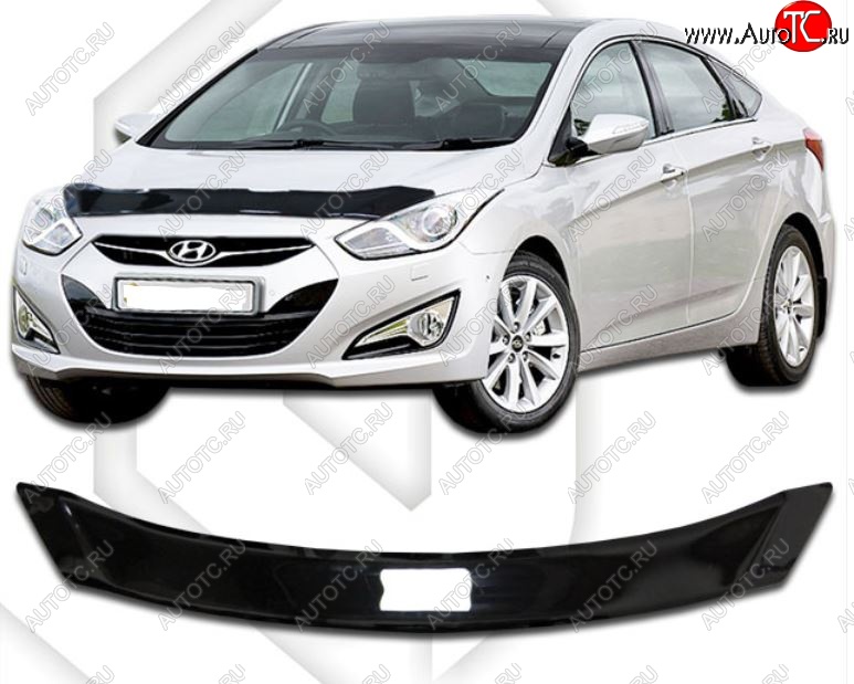 1 999 р. Дефлектор капота CA-Plastic Hyundai I40 1 VF дорестайлинг седан (2011-2015) (Classic черный, Без надписи)  с доставкой в г. Вологда