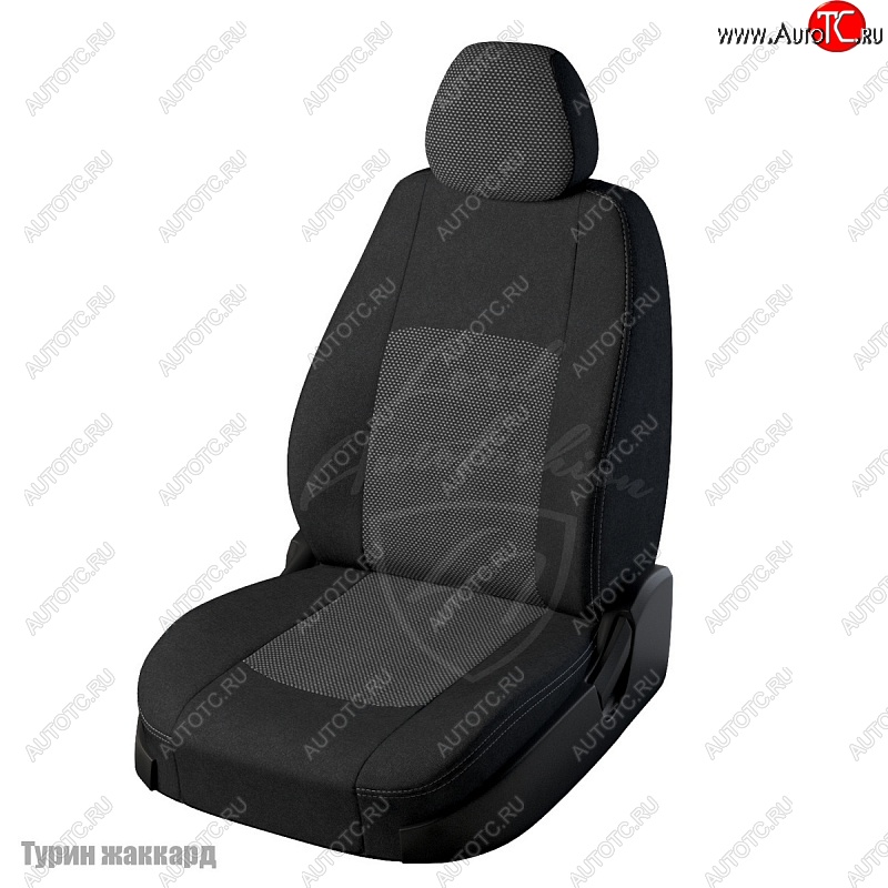 5 999 р. Чехлы для сидений Lord Autofashion Турин (жаккард) Hyundai I40 1 VF дорестайлинг седан (2011-2015) (Черный, вставка Тома серый)  с доставкой в г. Вологда