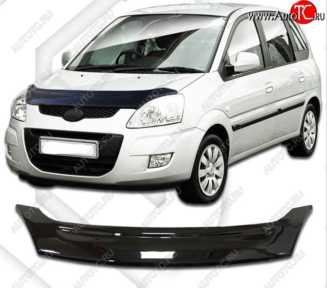 2 159 р. Дефлектор капота CA-Plastic Hyundai Matrix 1 FC 2-ой рестайлинг (2008-2010) (Classic черный, Без надписи)  с доставкой в г. Вологда