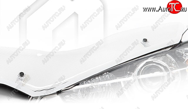2 399 р. Дефлектор капота CA-Plastic  Hyundai Matrix  1 FC (2008-2010) 2-ой рестайлинг (Шелкография белая)  с доставкой в г. Вологда