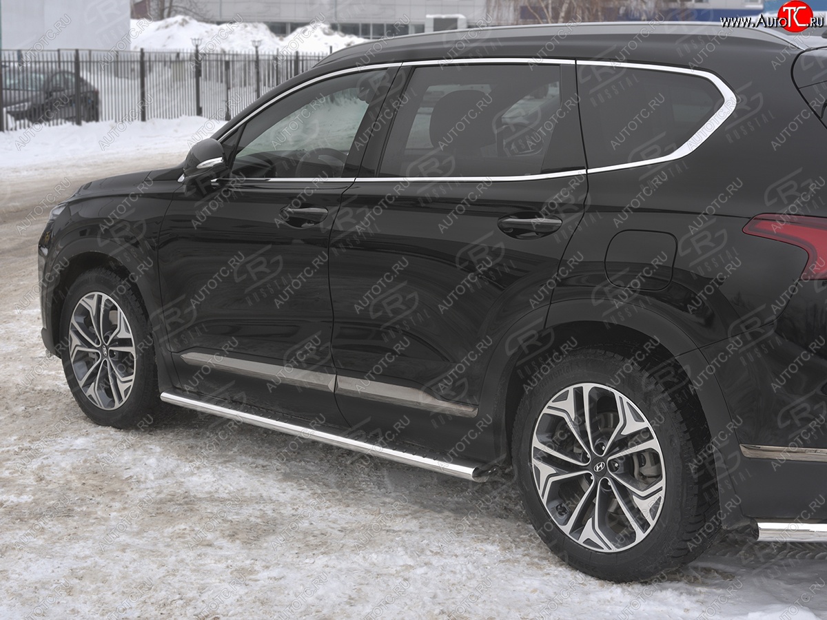 19 399 р. Пороги из трубы 120х60 овал с проступью Russtal Hyundai Santa Fe TM дорестайлинг (2018-2021)  с доставкой в г. Вологда