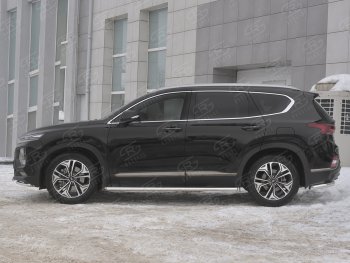 19 399 р. Пороги из трубы 120х60 овал с проступью Russtal Hyundai Santa Fe TM дорестайлинг (2018-2021)  с доставкой в г. Вологда. Увеличить фотографию 2