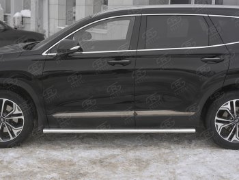 19 399 р. Пороги из трубы 120х60 овал с проступью Russtal Hyundai Santa Fe TM дорестайлинг (2018-2021)  с доставкой в г. Вологда. Увеличить фотографию 3