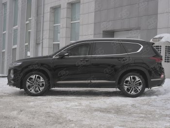 16 649 р. Пороги из труб 75х42 с проступью Russtal Hyundai Santa Fe TM дорестайлинг (2018-2021)  с доставкой в г. Вологда. Увеличить фотографию 2