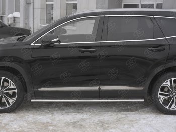 16 649 р. Пороги из труб 75х42 с проступью Russtal Hyundai Santa Fe TM дорестайлинг (2018-2021)  с доставкой в г. Вологда. Увеличить фотографию 3