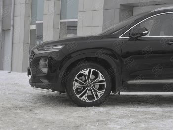 15 499 р. Защита переднего бампера (Ø42 мм, нержавейка) SLITKOFF Hyundai Santa Fe TM дорестайлинг (2018-2021)  с доставкой в г. Вологда. Увеличить фотографию 3