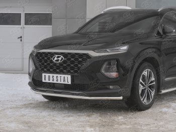15 499 р. Защита переднего бампера (Ø42 мм, нержавейка) SLITKOFF Hyundai Santa Fe TM дорестайлинг (2018-2021)  с доставкой в г. Вологда. Увеличить фотографию 4
