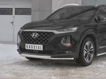 19 299 р. Защита переднего бампера из труб d42 SLITKOFF Hyundai Santa Fe TM дорестайлинг (2018-2021)  с доставкой в г. Вологда. Увеличить фотографию 3