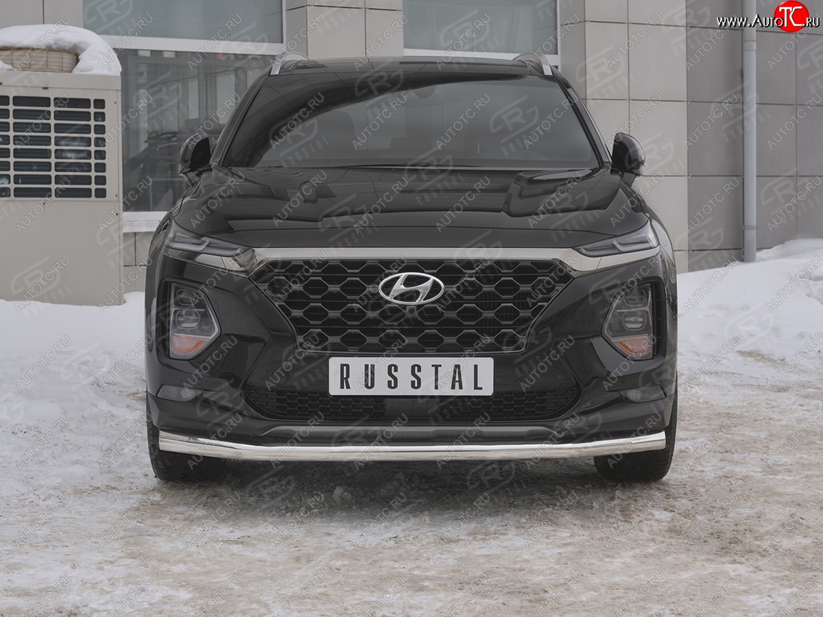 16 699 р. Защита переднего бампера (Ø63 мм, нержавейка) SLITKOFF Hyundai Santa Fe TM дорестайлинг (2018-2021)  с доставкой в г. Вологда