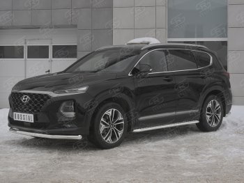16 699 р. Защита переднего бампера (Ø63 мм, нержавейка) SLITKOFF Hyundai Santa Fe TM дорестайлинг (2018-2021)  с доставкой в г. Вологда. Увеличить фотографию 2