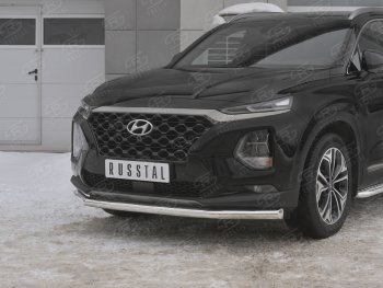 16 699 р. Защита переднего бампера (Ø63 мм, нержавейка) SLITKOFF Hyundai Santa Fe TM дорестайлинг (2018-2021)  с доставкой в г. Вологда. Увеличить фотографию 4