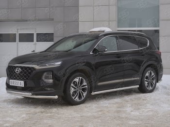 19 999 р. Защита переднего бампера (2 трубы Ø63 и 42 мм, нержавейка) SLITKOFF Hyundai Santa Fe TM дорестайлинг (2018-2021)  с доставкой в г. Вологда. Увеличить фотографию 2