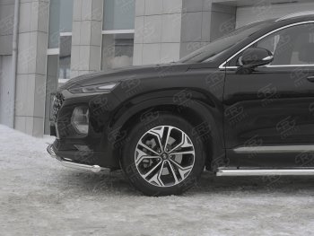 19 999 р. Защита переднего бампера (2 трубы Ø63 и 42 мм, нержавейка) SLITKOFF Hyundai Santa Fe TM дорестайлинг (2018-2021)  с доставкой в г. Вологда. Увеличить фотографию 3