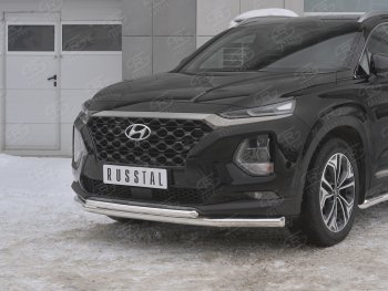 19 999 р. Защита переднего бампера (2 трубы Ø63 и 42 мм, нержавейка) SLITKOFF Hyundai Santa Fe TM дорестайлинг (2018-2021)  с доставкой в г. Вологда. Увеличить фотографию 4