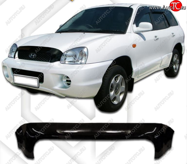 1 899 р. Дефлектор капота CA-Plastic Hyundai Santa Fe SM (2000-2012) (Classic черный, Без надписи)  с доставкой в г. Вологда