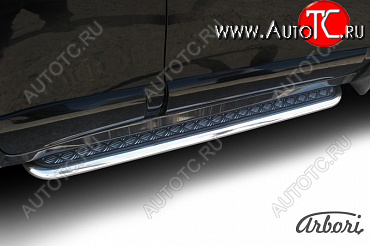 22 649 р. Защита штатных порогов Arbori нержавеющая сталь 57мм с листом Hyundai Santa Fe SM (2000-2012)  с доставкой в г. Вологда