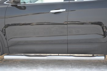 12 249 р. Защита порогов с проступями SLITKOFF (труба D76 мм) Hyundai Santa Fe DM дорестайлинг (2012-2016) (Защита порогов с закругленными торцами (вариант 3))  с доставкой в г. Вологда. Увеличить фотографию 3