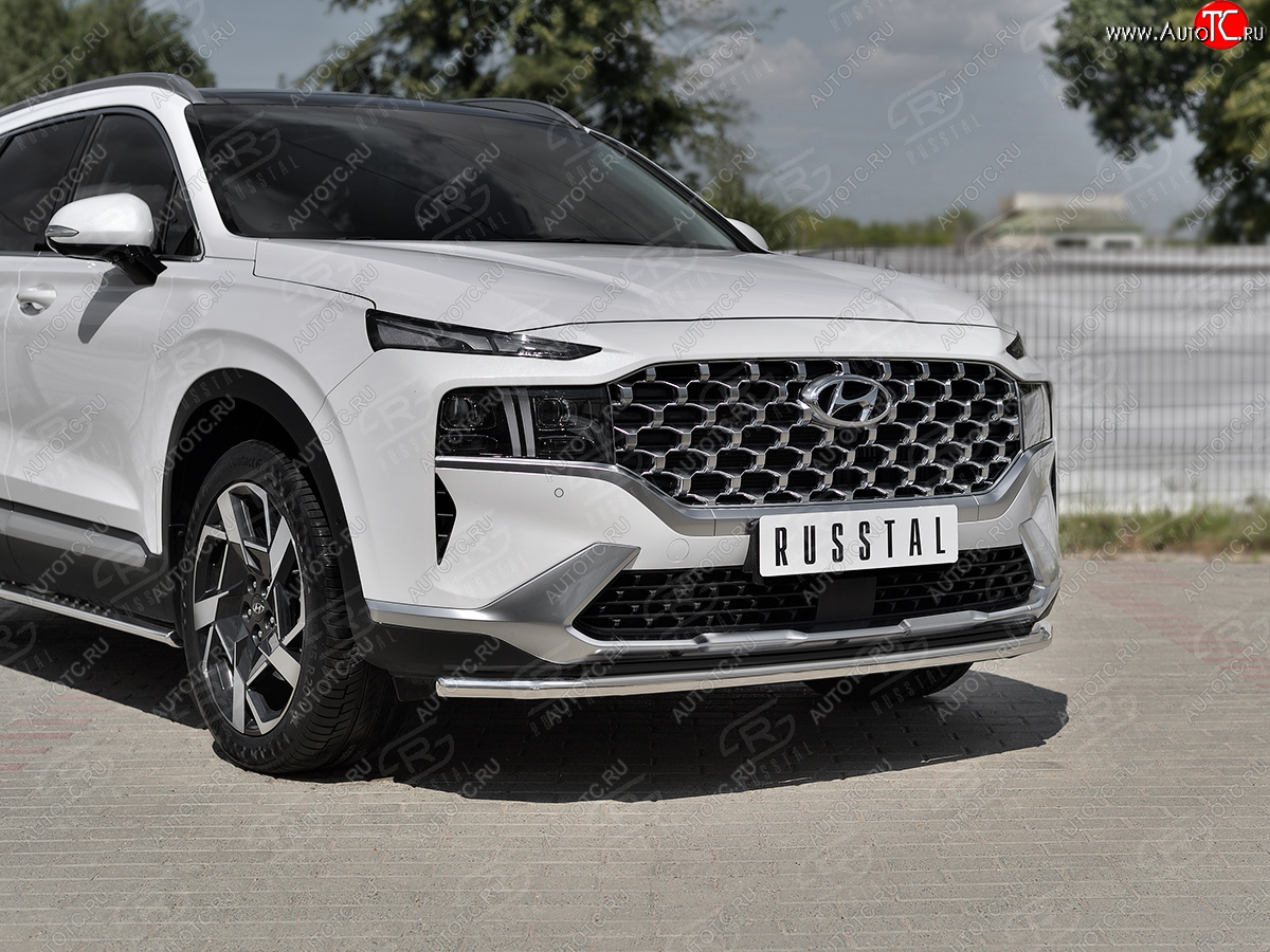 16 999 р. Защита переднего бампера (Ø42 мм секции, нержавейка) SLITKOFF Hyundai Santa Fe TM рестайлинг (2020-2022)  с доставкой в г. Вологда