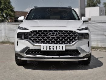 16 999 р. Защита переднего бампера (Ø42 мм секции, нержавейка) SLITKOFF Hyundai Santa Fe TM рестайлинг (2020-2022)  с доставкой в г. Вологда. Увеличить фотографию 2