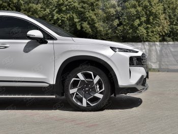 19 749 р. Защита переднего бампера SLITKOFF (2 трубы Ø42+42 мм, нержавейка) Hyundai Santa Fe TM рестайлинг (2020-2022)  с доставкой в г. Вологда. Увеличить фотографию 4