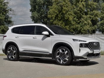 19 749 р. Защита переднего бампера SLITKOFF (2 трубы Ø42+42 мм, нержавейка) Hyundai Santa Fe TM рестайлинг (2020-2022)  с доставкой в г. Вологда. Увеличить фотографию 3