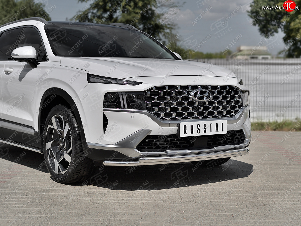19 749 р. Защита переднего бампера SLITKOFF (2 трубы Ø42+42 мм, нержавейка) Hyundai Santa Fe TM рестайлинг (2020-2022)  с доставкой в г. Вологда