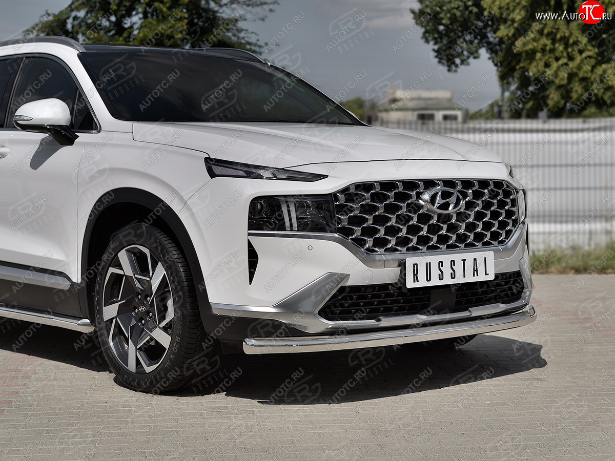 18 299 р. Защита переднего бампера (Ø63 мм, нержавейка) SLITKOFF Hyundai Santa Fe TM рестайлинг (2020-2022)  с доставкой в г. Вологда