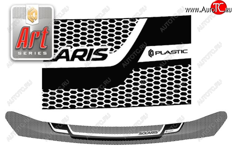 2 159 р. Дефлектор капота CA-Plastiс  Hyundai Solaris  HCR (2017-2020) седан дорестайлинг (Серия Art графит)  с доставкой в г. Вологда