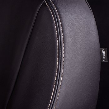 6 799 р. Чехлы для сидений Lord Autofashion Турин (экокожа, сплошная спинка 2 П-образных подголовника) Hyundai Solaris HCR седан дорестайлинг (2017-2020) (Черный, вставка бежевая)  с доставкой в г. Вологда. Увеличить фотографию 5
