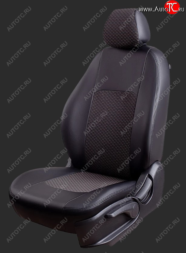 6 799 р. Чехлы для сидений Lord Autofashion Турин (экокожа/жаккард, сплошная спинка, 2 П-образных подголовника) Hyundai Solaris HCR седан дорестайлинг (2017-2020) (Черный, вставка жаккард Чёрный Мокка)  с доставкой в г. Вологда