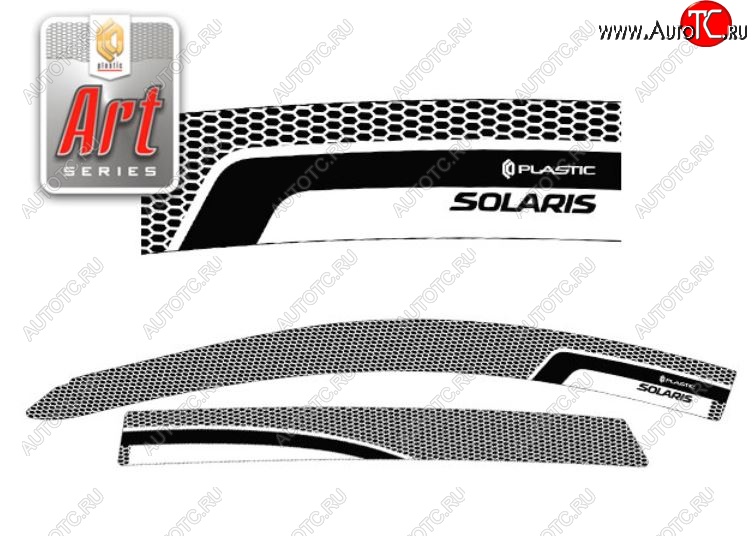 2 199 р. Дефлектора окон CA-Plastic  Hyundai Solaris  RBr (2010-2014) хэтчбэк дорестайлинг (Серия Art белая, Без хром.молдинга)  с доставкой в г. Вологда