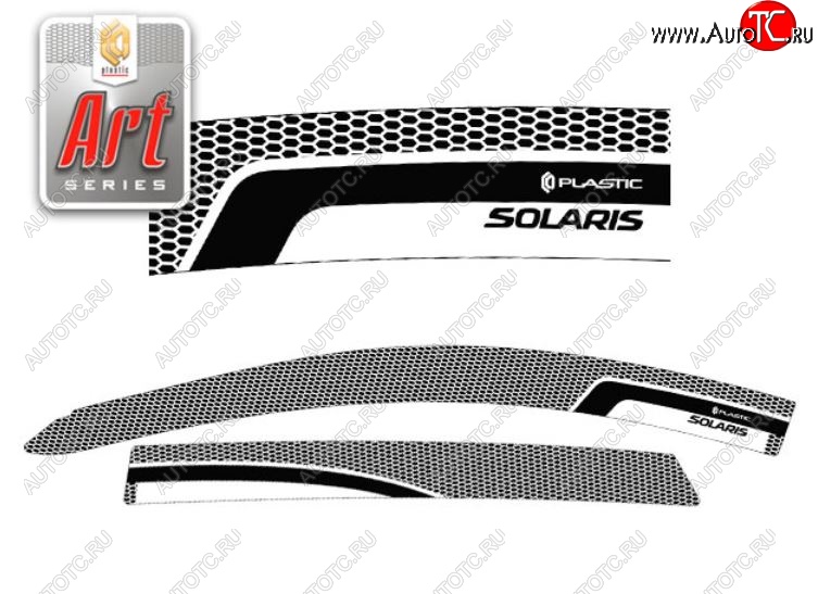 2 199 р. Дефлектора окон CA-Plastic  Hyundai Solaris  RBr (2014-2017) хэтчбэк рестайлинг (Серия Art серебро, Без хром.молдинга)  с доставкой в г. Вологда