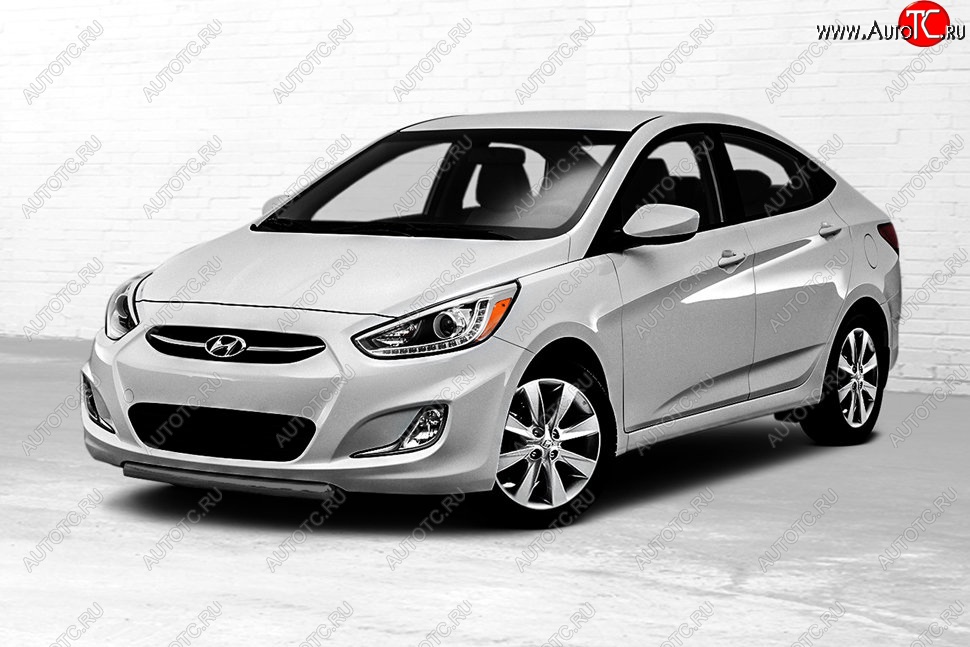 3 999 р. Защита переднего бампера Slitkoff (d42 мм) Hyundai Solaris RBr седан дорестайлинг (2010-2014) (Сталь с полимерным покрытием. Цвет: чёрный)  с доставкой в г. Вологда