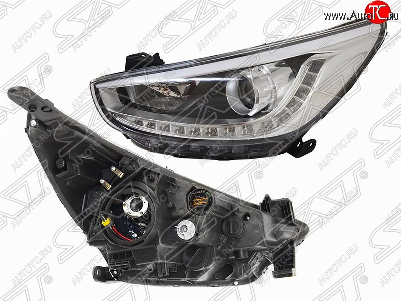 7 999 р. Левая фара передняя SAT (под корректор, ДХО)  Hyundai Solaris  RBr (2010-2014) седан дорестайлинг, хэтчбэк дорестайлинг  с доставкой в г. Вологда