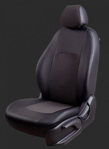 Чехлы для сидений Lord Autofashion Турин (экокожа/жаккард, спинка 60/40, 2 Г-образных подголовника) Hyundai Solaris RBr седан дорестайлинг (2010-2014)