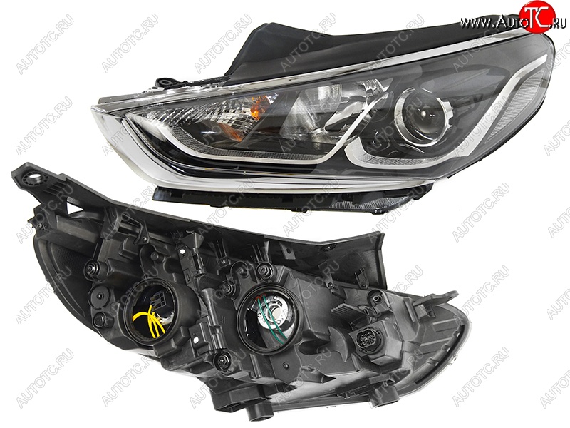 7 449 р. Левая фара SAT (галоген) Hyundai Sonata LF рестайлинг (2017-2019)  с доставкой в г. Вологда
