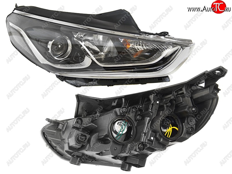 7 449 р. Правая фара SAT (галоген) Hyundai Sonata LF рестайлинг (2017-2019)  с доставкой в г. Вологда