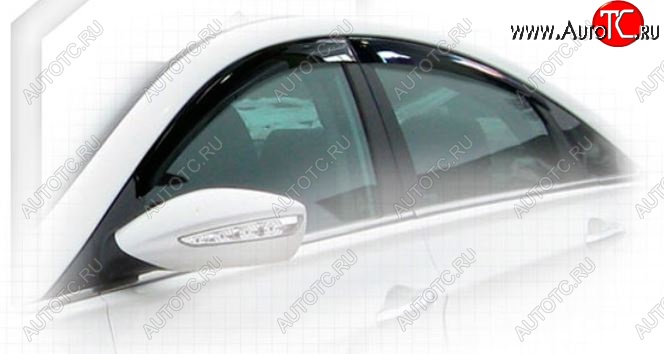 1 999 р. Дефлектора окон CA-Plastiс Hyundai Sonata YF (2009-2014) (Classic полупрозрачный, Без хром.молдинга, Крепление только на скотч)  с доставкой в г. Вологда