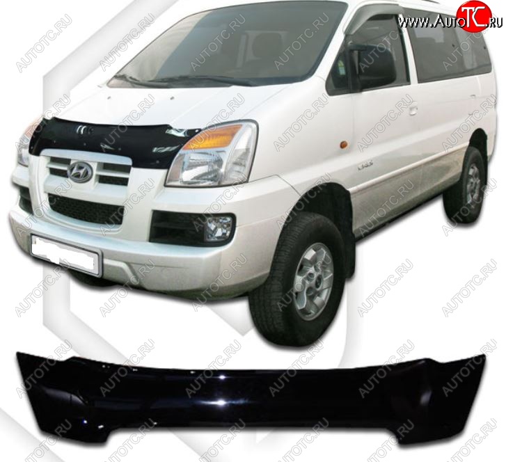 2 159 р. Дефлектор капота (Кузов: kmjwwh) CA-Plastic  Hyundai Starex/H1  A1 (2004-2007) рестайлинг (Classic черный, Без надписи)  с доставкой в г. Вологда