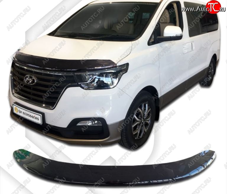 2 899 р. Дефлектор капота CA-Plastik exclusive  Hyundai Starex/Grand Starex/H1  TQ (2017-2022) 2-ой рестайлинг (Classic черный, Без надписи)  с доставкой в г. Вологда