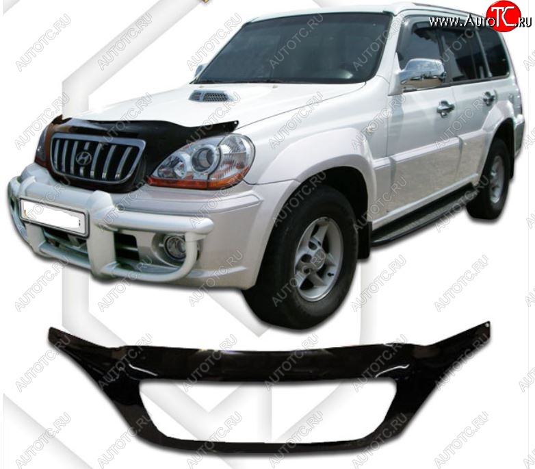 2 899 р. Дефлектор капота CA-Plastic exclusive  Hyundai Terracan  HP (2001-2007) дорестайлинг, рестайлинг (Classic черный, Без надписи)  с доставкой в г. Вологда