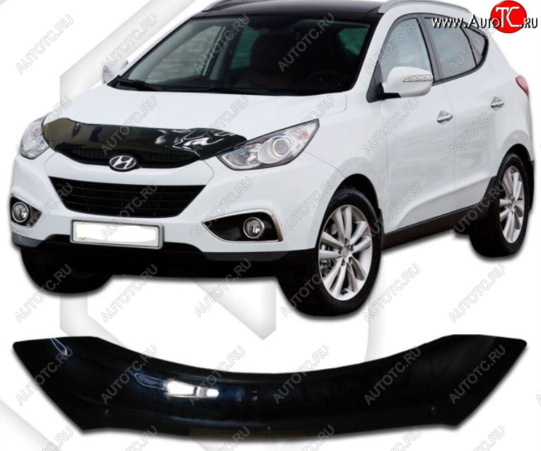 1 999 р. Дефлектор капота CA-Plastic  Hyundai Tucson  LM (2010-2017) (Classic черный, Без надписи)  с доставкой в г. Вологда