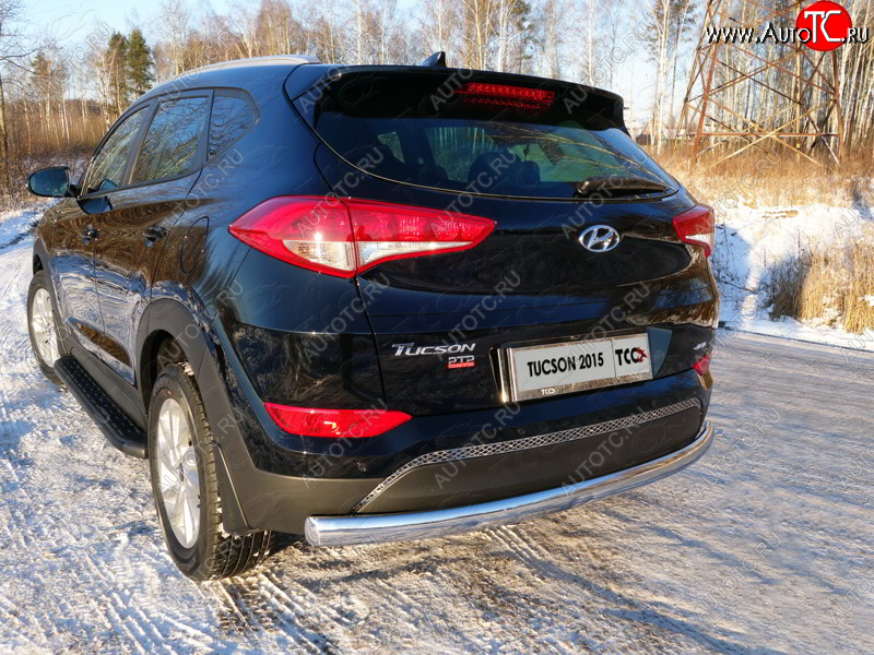 18 999 р. Защита заднего бампера (овальная) ТСС 75х42 мм Hyundai Tucson TL дорестайлинг (2015-2018)  с доставкой в г. Вологда