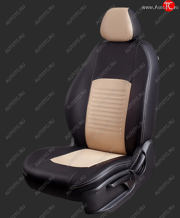6 799 р. Чехлы для сидений Lord Autofashion Турин (экокожа, спинка 40/60, подлокотник, 2 П- и 3 Г-образных подголовника) Hyundai Tucson TL дорестайлинг (2015-2018) (Черный, вставка бежевая)  с доставкой в г. Вологда