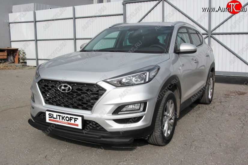 10 649 р. Защита переднего бампера Turbo Slitkoff (двойная, d57/42 мм) Hyundai Tucson TL рестайлинг (2018-2021) (Сталь с полимерным покрытием. Цвет: чёрный)  с доставкой в г. Вологда