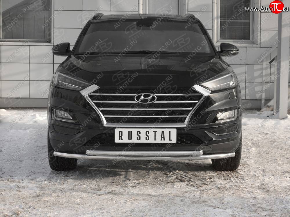 17 349 р. Защита переднего бампера (2 трубы Ø42 мм, нержавейка) SLITKOFF Hyundai Tucson TL рестайлинг (2018-2021)  с доставкой в г. Вологда