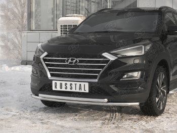17 349 р. Защита переднего бампера (2 трубы Ø42 мм, нержавейка) SLITKOFF Hyundai Tucson TL рестайлинг (2018-2021)  с доставкой в г. Вологда. Увеличить фотографию 2