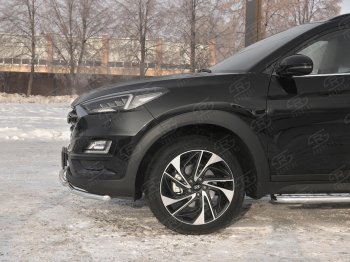 17 349 р. Защита переднего бампера (2 трубы Ø42 мм, нержавейка) SLITKOFF Hyundai Tucson TL рестайлинг (2018-2021)  с доставкой в г. Вологда. Увеличить фотографию 4