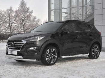 14 349 р. Защита переднего бампера (2 трубы Ø63 и 75х42 мм, нержавейка) Russtal Hyundai Tucson TL рестайлинг (2018-2021)  с доставкой в г. Вологда. Увеличить фотографию 2